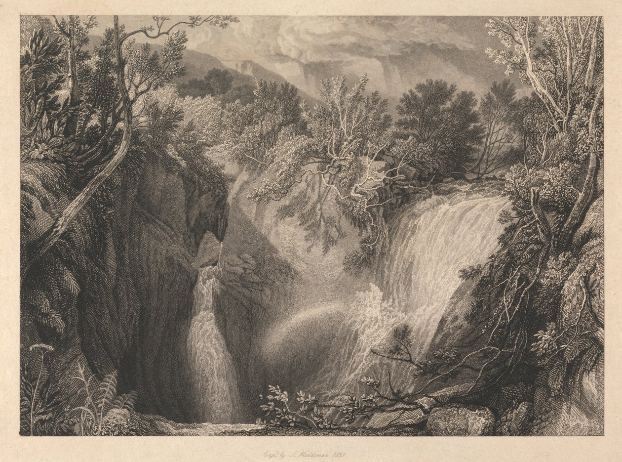 Caverna Weathercote quando Meio Cheia de Água de Samuel Middiman