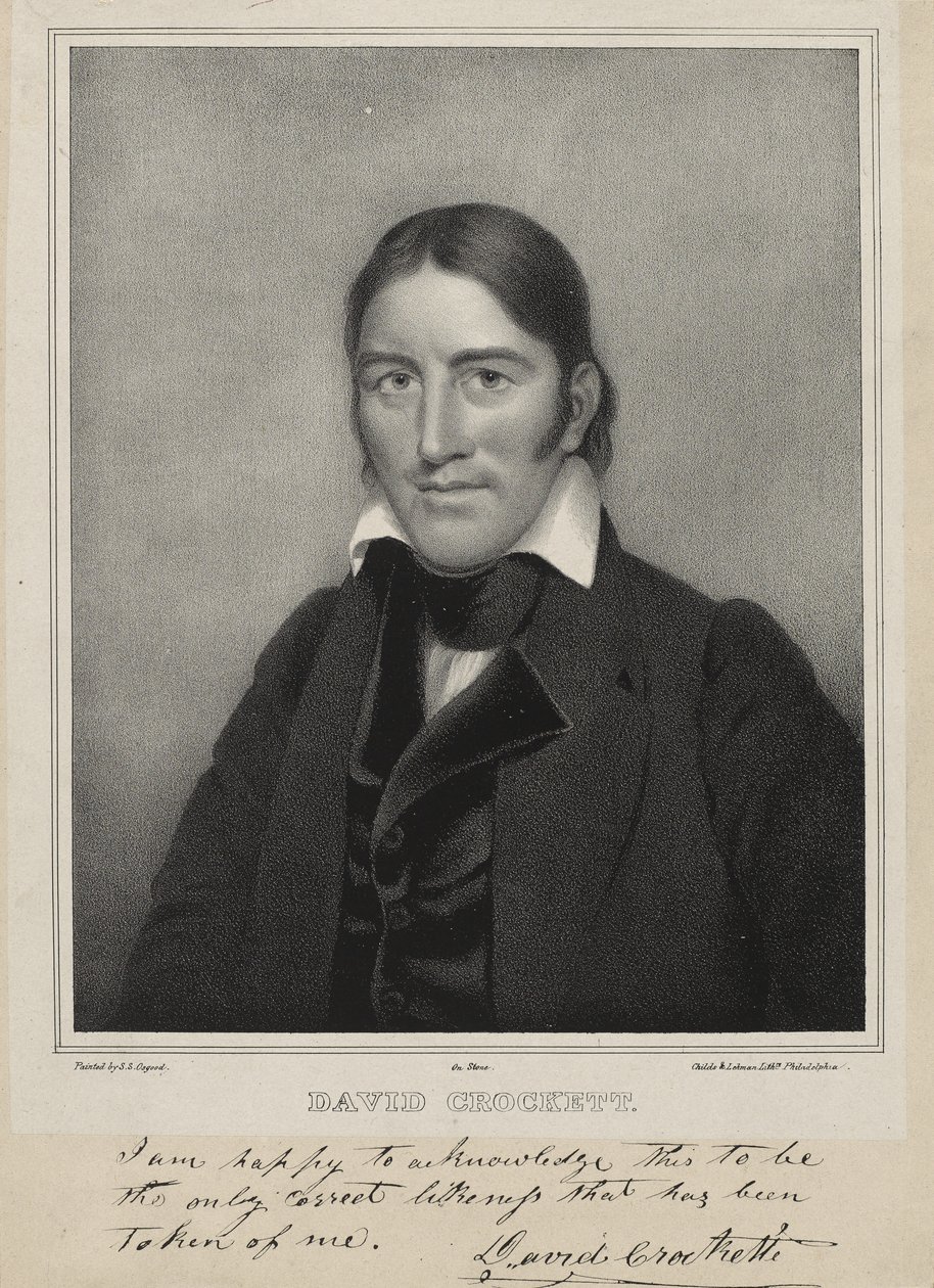 David Crockett, c.1835 (litografia em chine collé) de Samuel Osgood