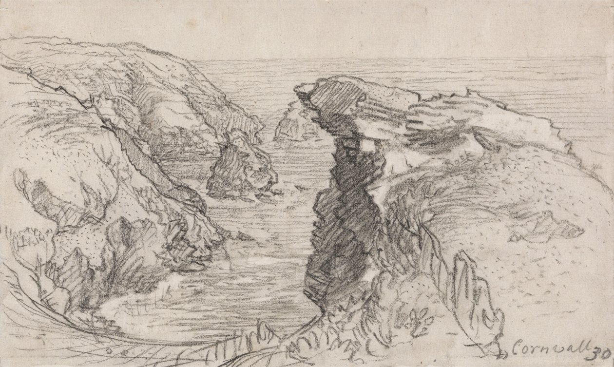 Uma página de um caderno de esboços da Cornualha: Cornualha 30 de Samuel Palmer
