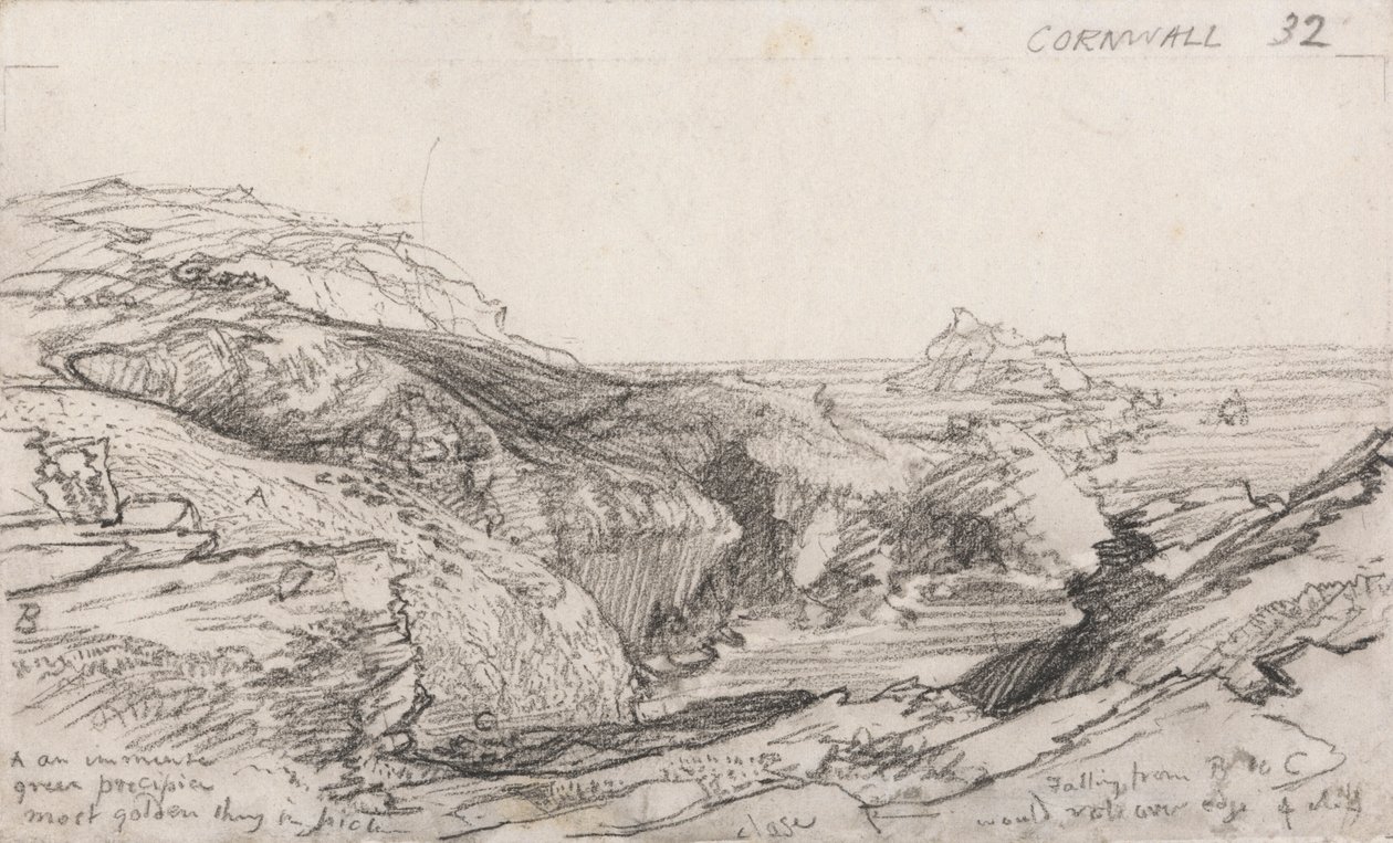Uma página de um caderno de esboços da Cornualha: Cornualha 32 de Samuel Palmer