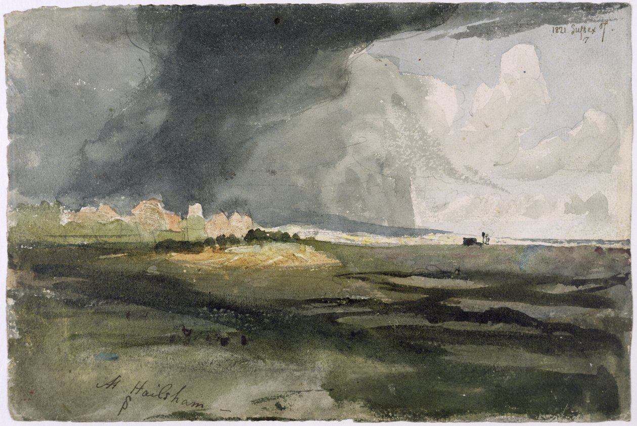 Em Hailsham, Sussex: A Storm Approaching, 1821 (wc sobre grafite sobre papel) de Samuel Palmer