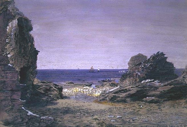 Costas perto de Tintagel, Cornualha (aguarela) de Samuel Palmer