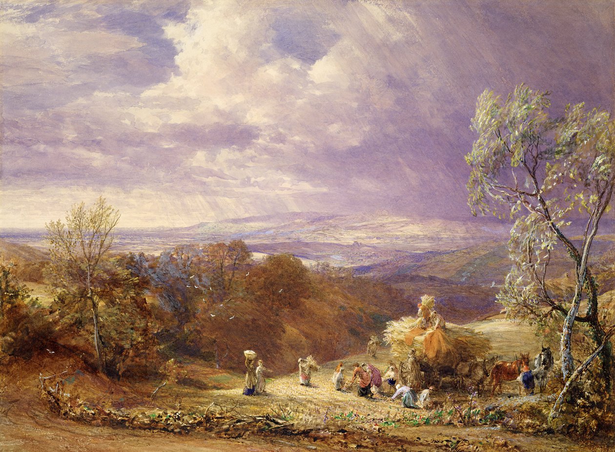 Colheita (wc e bodycolour no papel) de Samuel Palmer