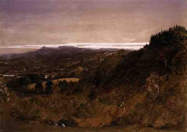 Perto de Underriver, Sevenoaks, Kent (aguarela sobre papel) de Samuel Palmer