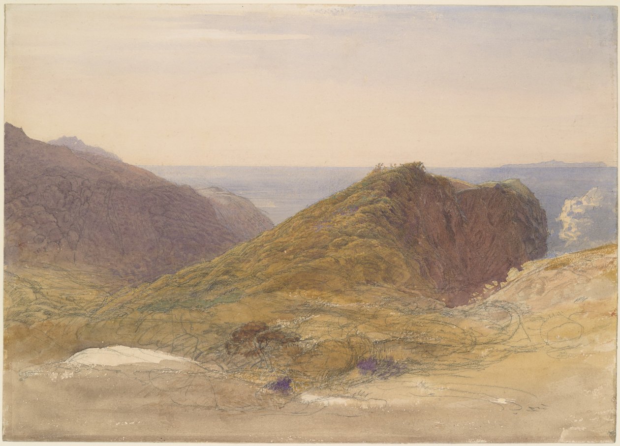 Na costa norte de Devon, a ilha de Lundy ao longe de Samuel Palmer