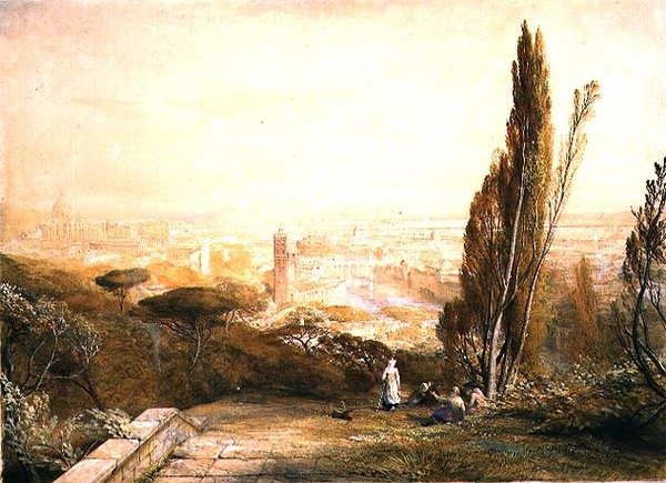 Roma, de Western Hills, c.1840 (lápis, aguarela e cor de corpo sobre papel) de Samuel Palmer