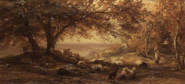 Shady Quiet (aguarela) de Samuel Palmer