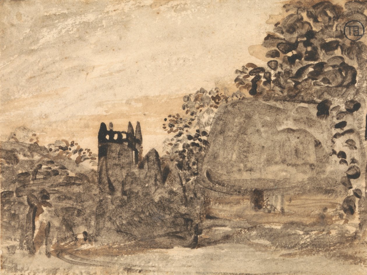 Casa de campo e Igreja de colmo de Samuel Palmer