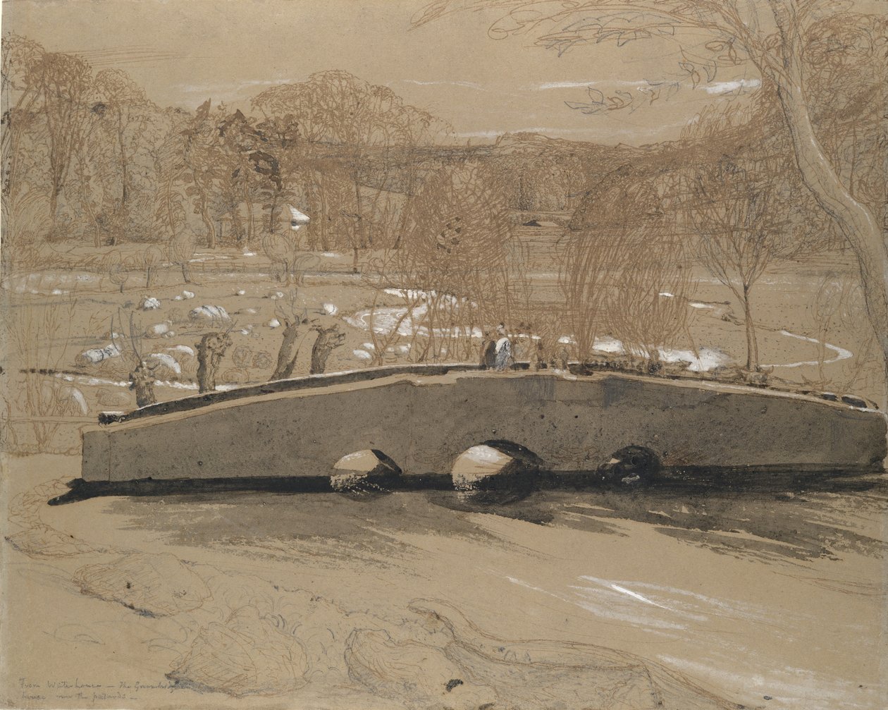 A ponte em Shoreham, ca. 1829. de Samuel Palmer