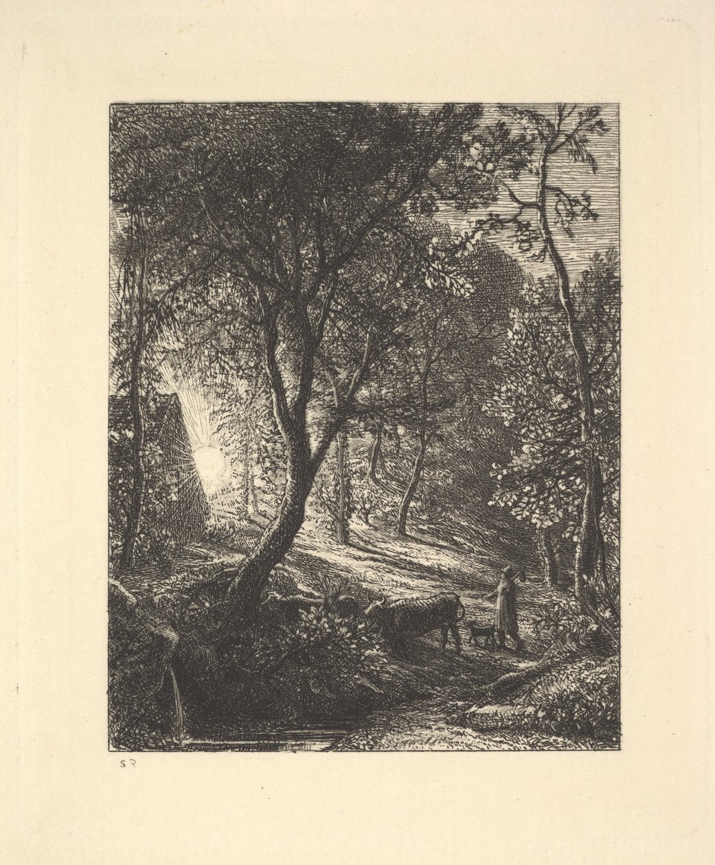 A casa de campo de Herdsmans, ou por do sol, 1880. de Samuel Palmer