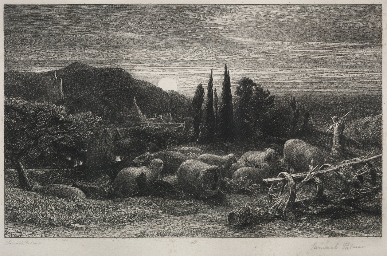 A lua nascente. de Samuel Palmer
