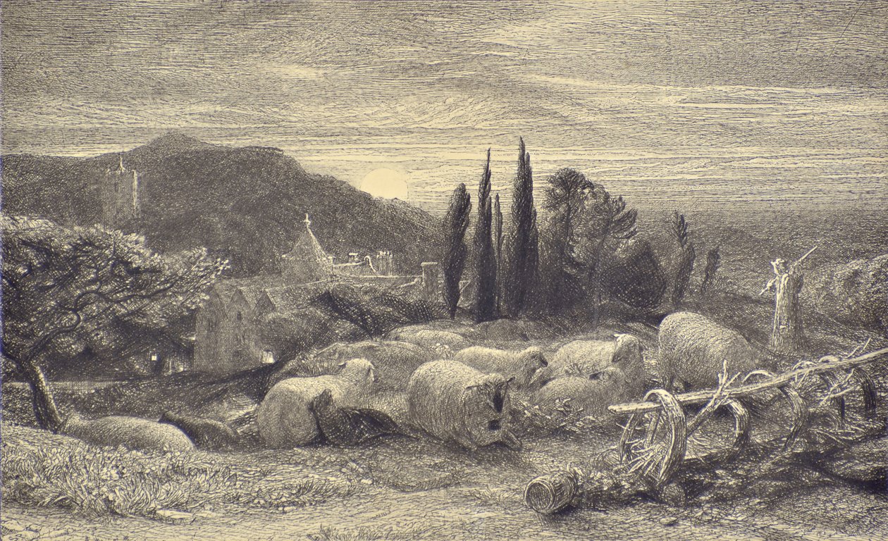 The Rising Moon, c.1857 (gravura) de Samuel Palmer