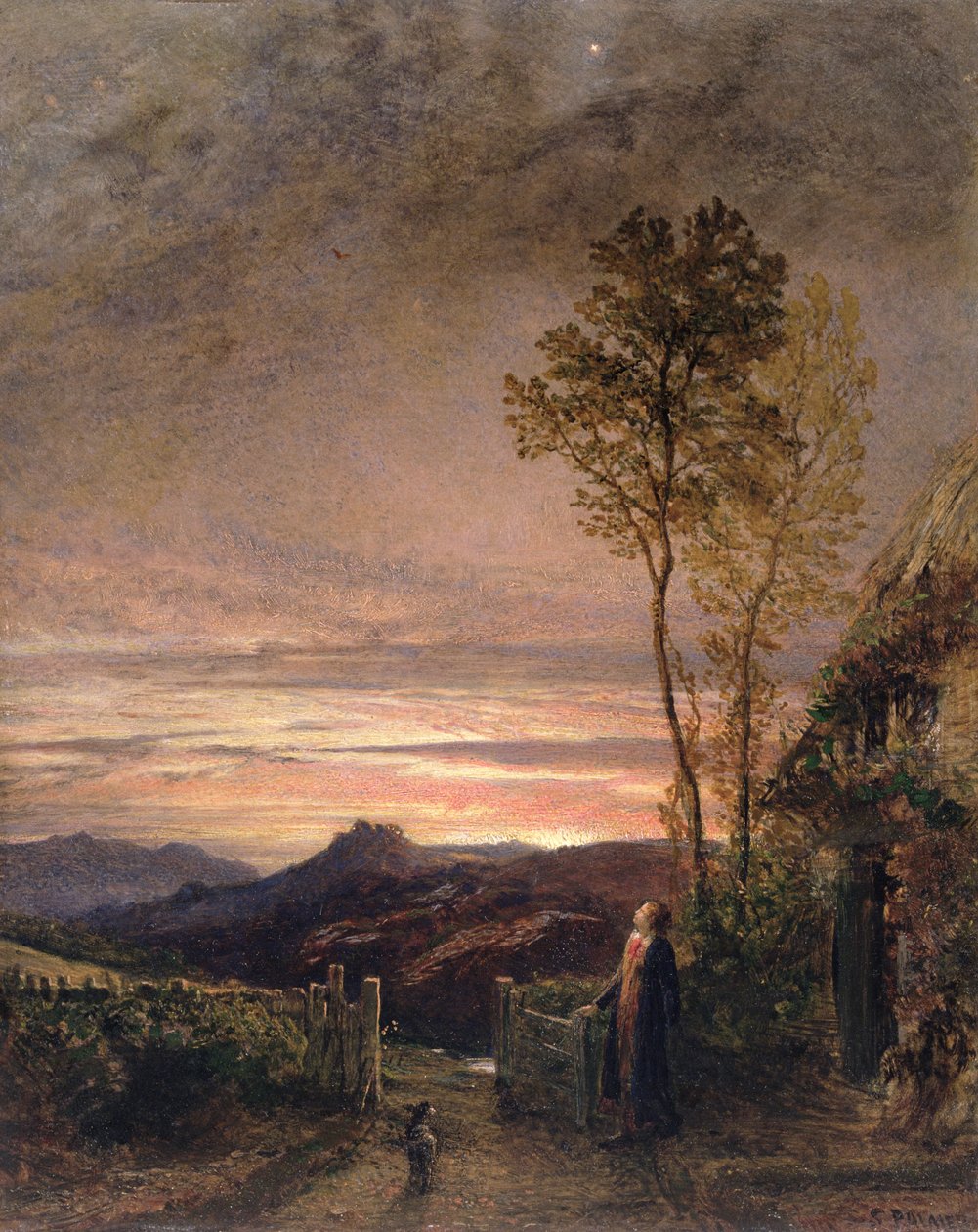 A ascensão da Cotovia (óleo sobre tábua) de Samuel Palmer