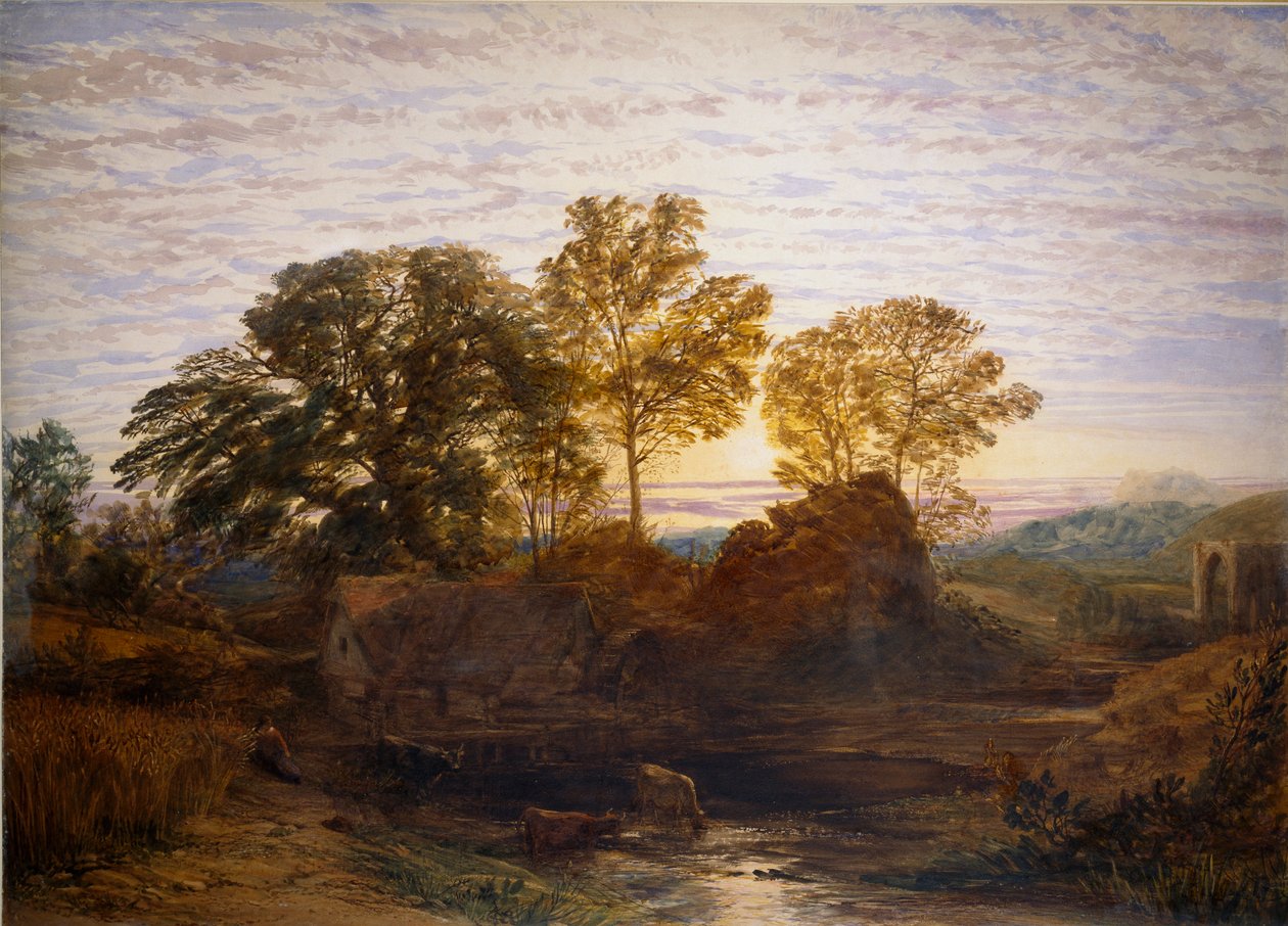 O moinho de água, c1848-1849 de Samuel Palmer