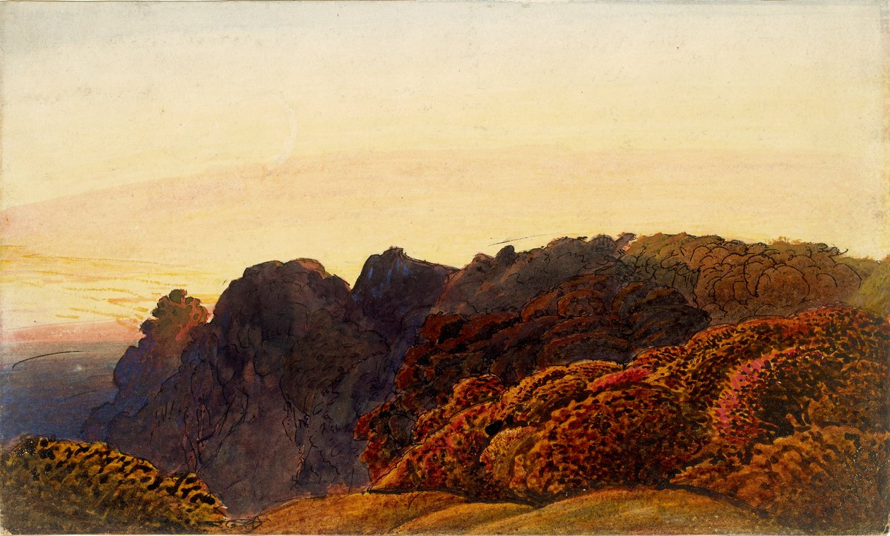 Crepúsculo Amarelo, c1830 de Samuel Palmer