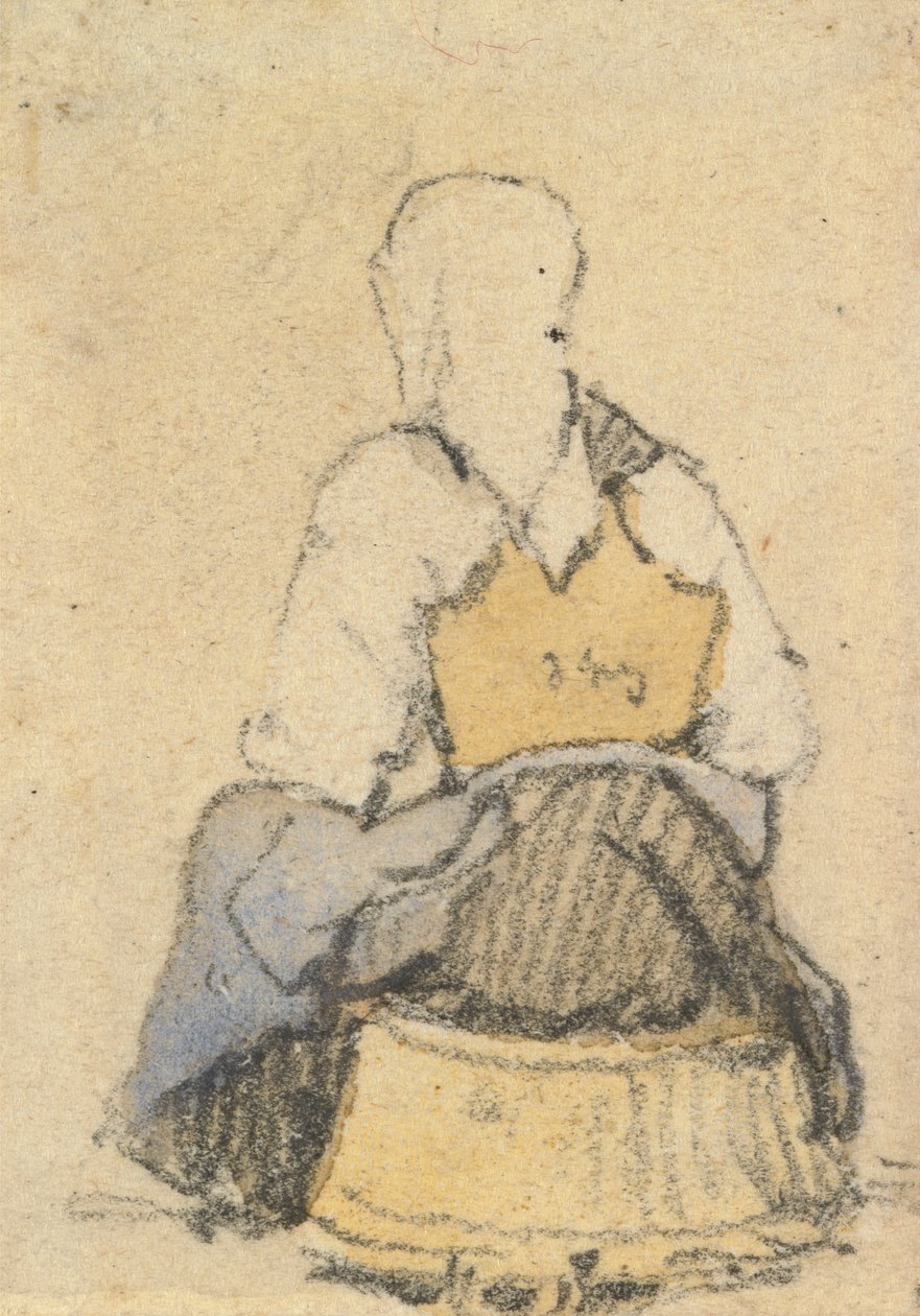 Uma mulher camponesa sentada vista de trás de Samuel Prout