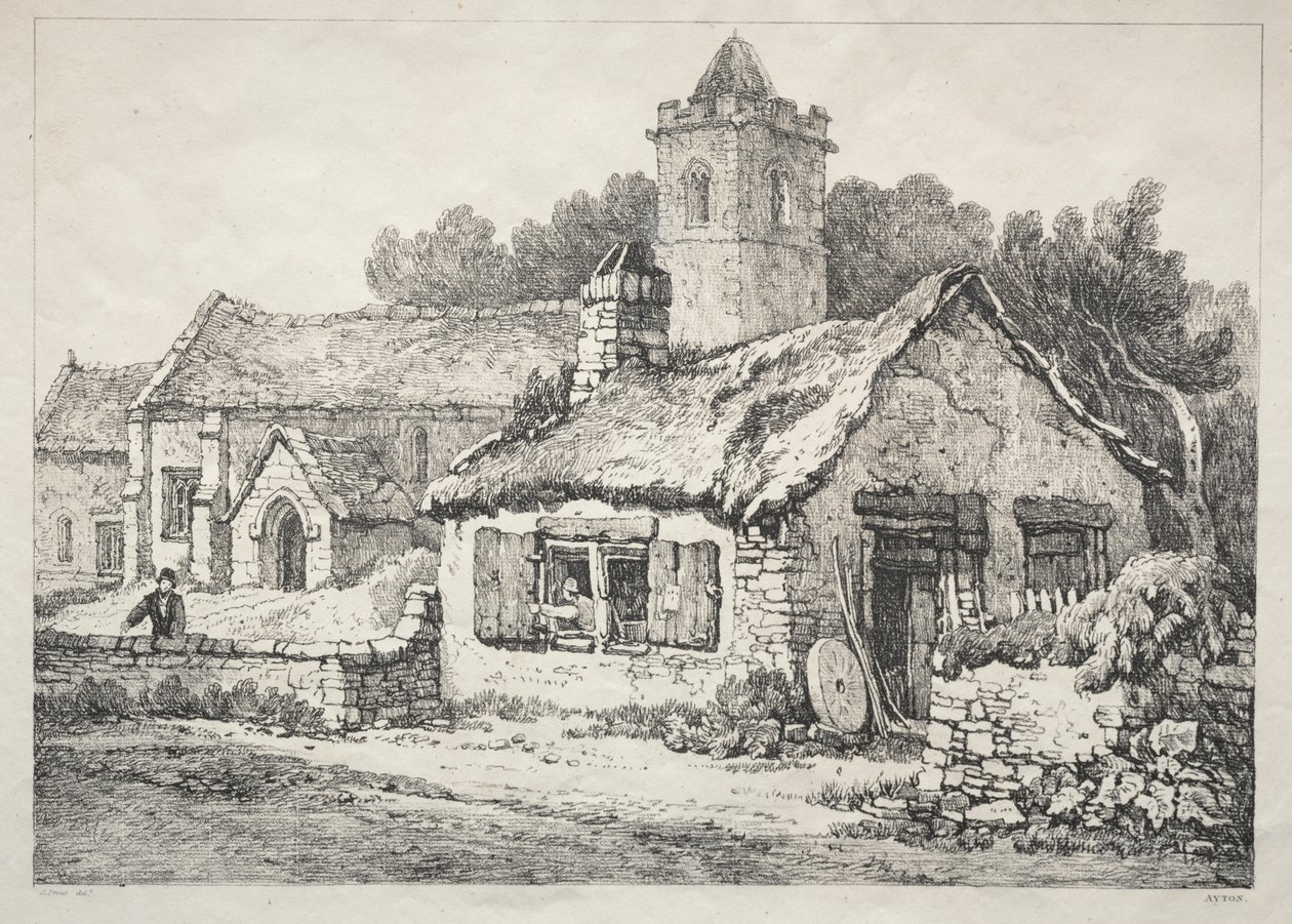 Uma série de edifícios antigos e casas rurais no norte da Inglaterra: Ayton de Samuel Prout