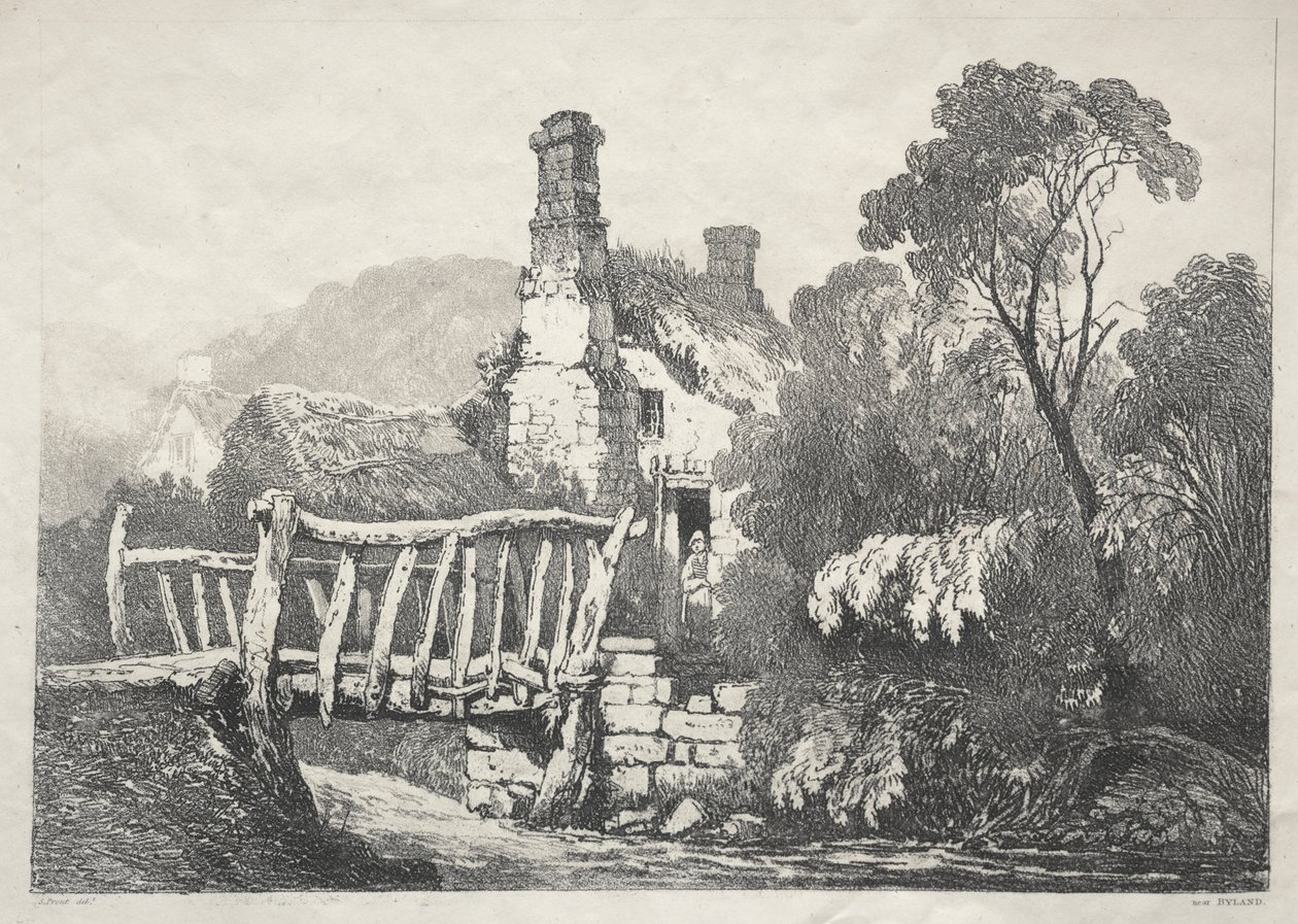 Uma série de edifícios antigos e casas rurais no norte da Inglaterra: perto de Byland de Samuel Prout