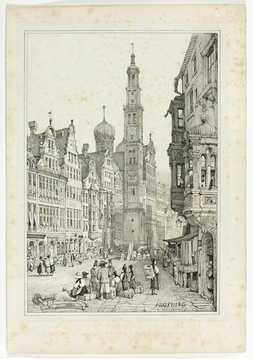 Augsburgo, a partir de fac-símiles de esboços feitos na Flandres e na Alemanha de Samuel Prout