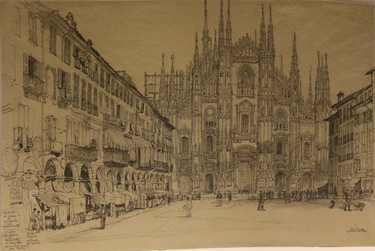 Catedral, Milão, data desconhecida (aguarela sobre papel) de Samuel Prout