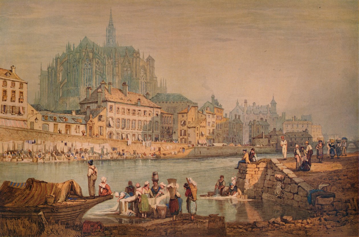 Catedral da cidade em um rio, c1825 de Samuel Prout