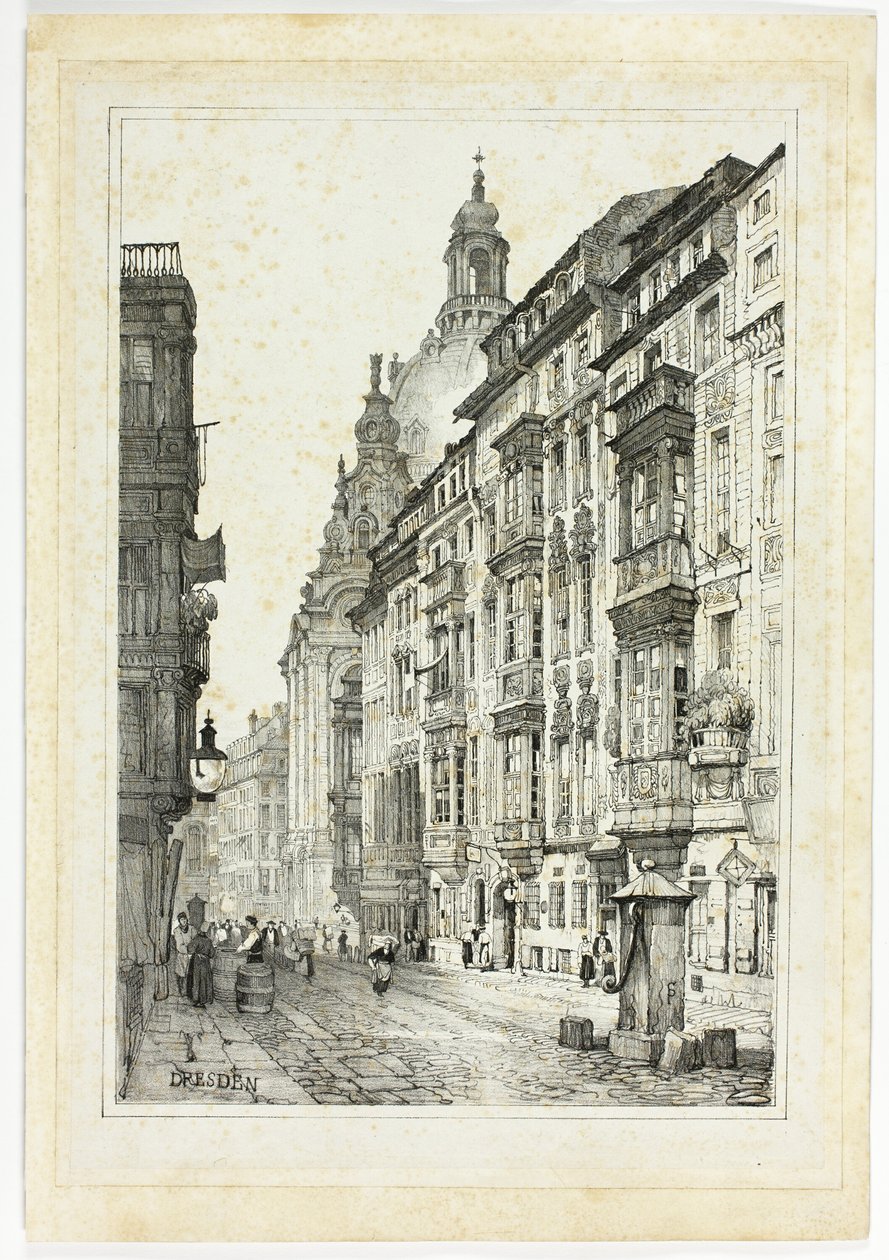 Dresden, a partir de fac-símiles de esboços feitos na Flandres e na Alemanha de Samuel Prout