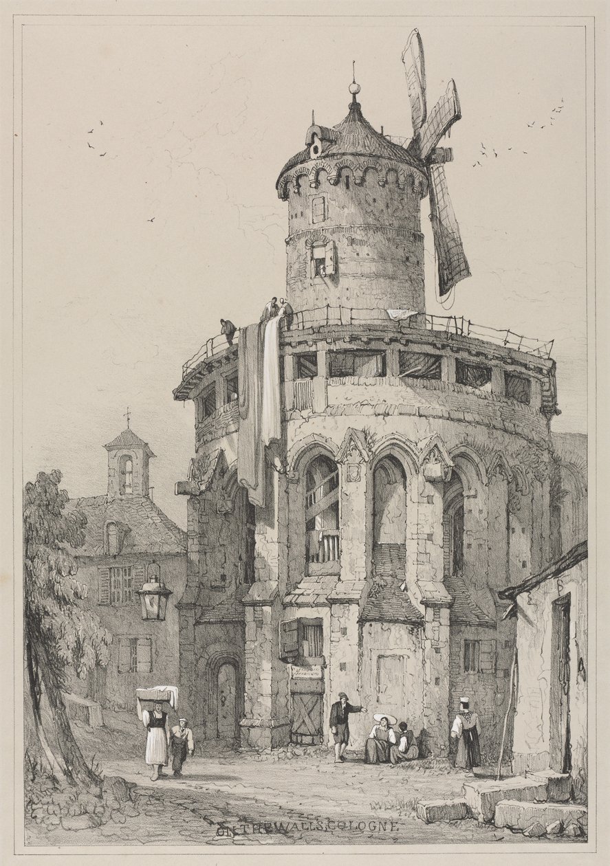 Fac-símiles de esboços feitos na Flandres e na Alemanha: On the Walls, Colônia, 1833. de Samuel Prout