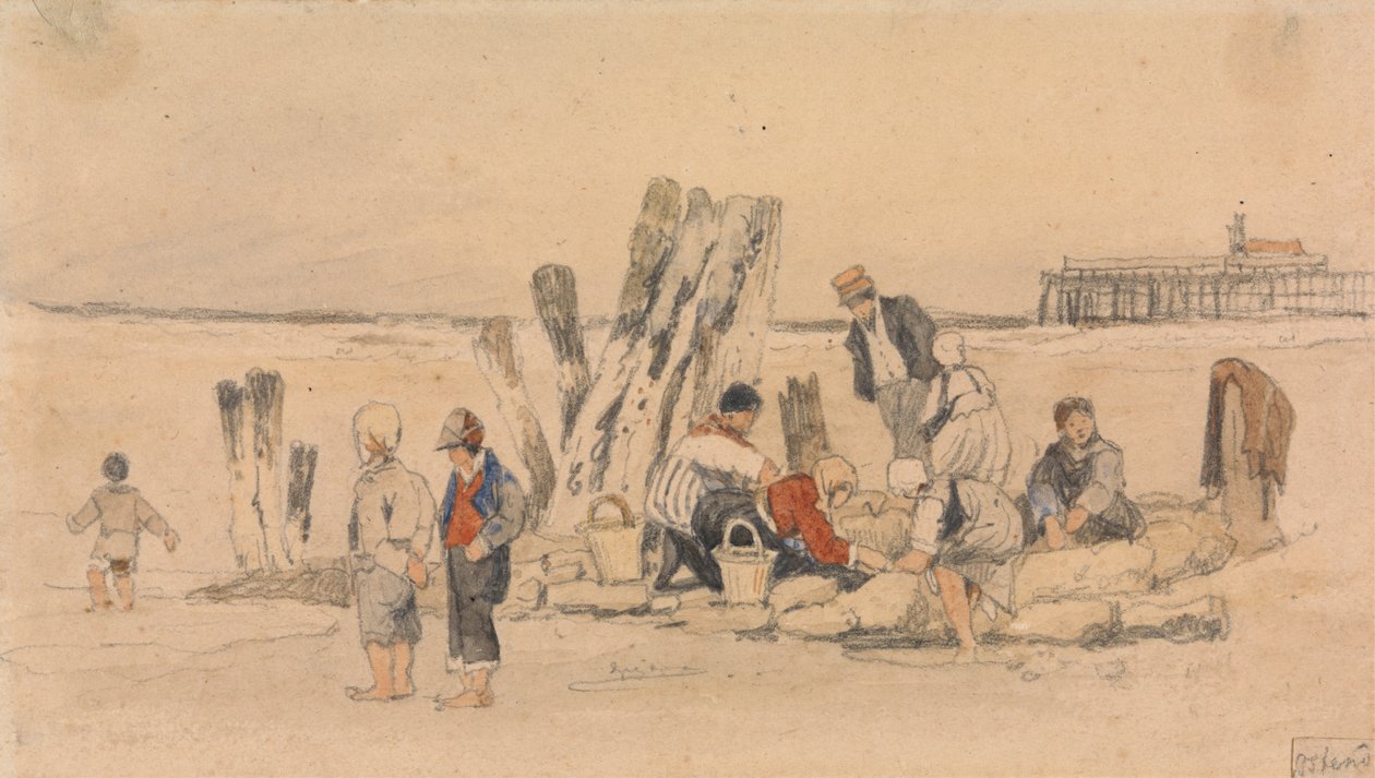 Fisherfolk on the Beach, Ostende de Samuel Prout