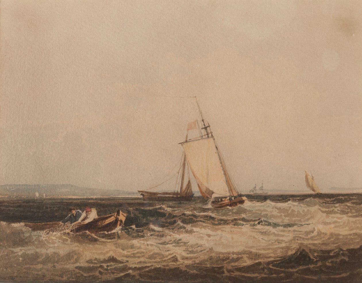 Barcos de pesca, c.1820 (aguarela sobre papel) de Samuel Prout