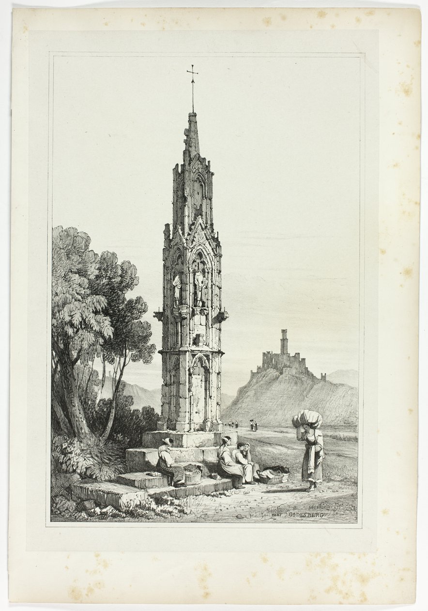 Perto de Godesberg, a partir de Fac-símiles de esboços feitos na Flandres e na Alemanha de Samuel Prout