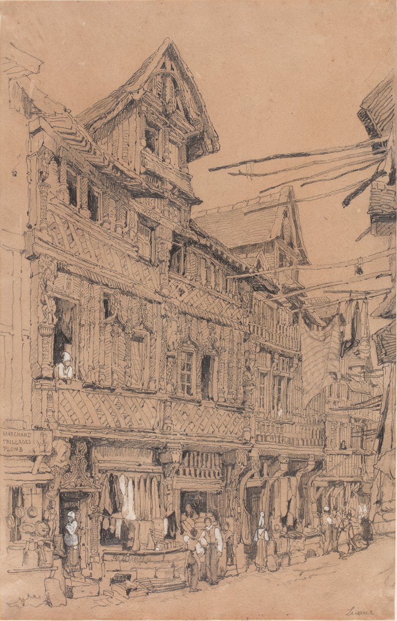 Rua Velha em Lisieux, c.1820 (aguarela sobre papel) de Samuel Prout