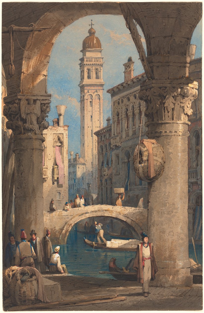 San Giorgio dei Greci, visto de uma arcada de Samuel Prout