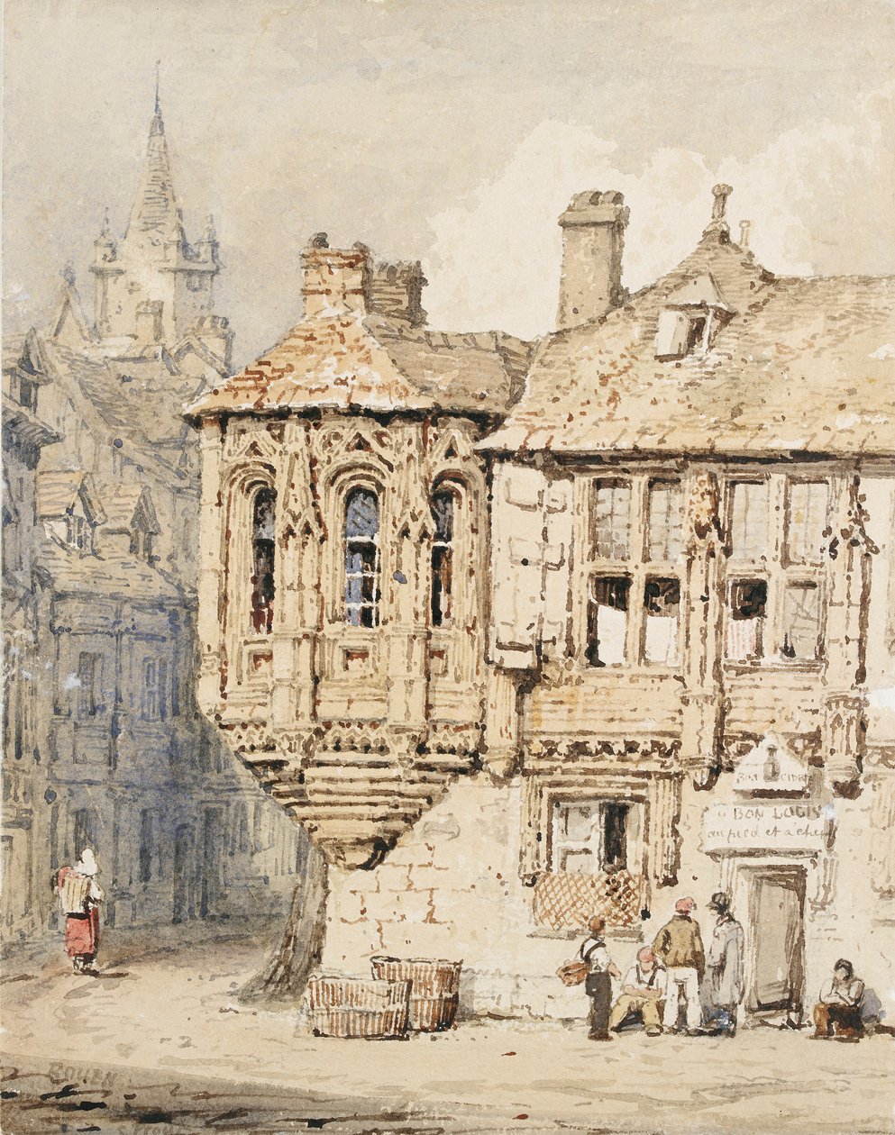 Cena de rua em Rouen, início do século XIX de Samuel Prout