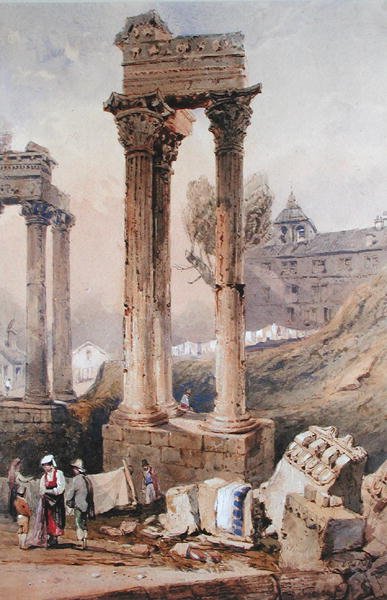 Templo de Vespasian (aguarela sobre papel) de Samuel Prout
