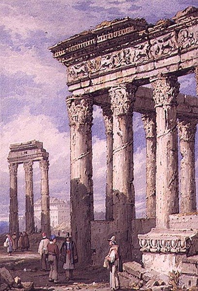 O Fórum, Roma (aguarela, guache no papel) de Samuel Prout
