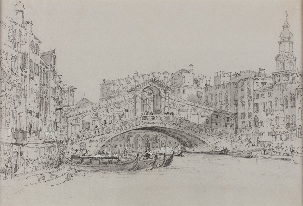 O Rialto, Veneza, data desconhecida (aguarela sobre papel) de Samuel Prout