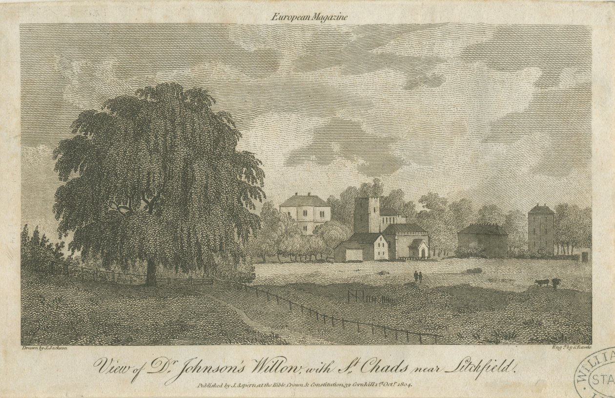Lichfield - Willow Tree "Dr. Johnson" s ": gravura, nº [c 1804] de Samuel Rawle