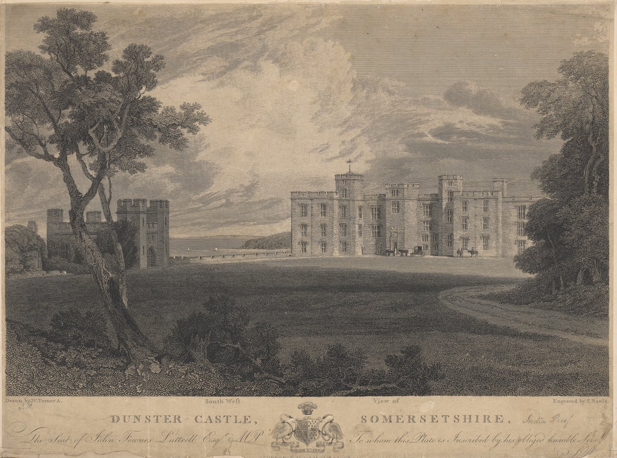 Vista Sudoeste do Castelo de Dunster, Somersetshire de Samuel Rawle