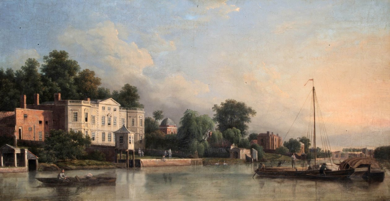 Uma vista da Villa Popes, Twickenham, Middlesex, c.1760 de Samuel Scott