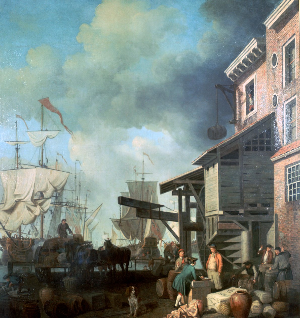 Pintura do Antigo Cais da Alfândega, século XVIII de Samuel Scott