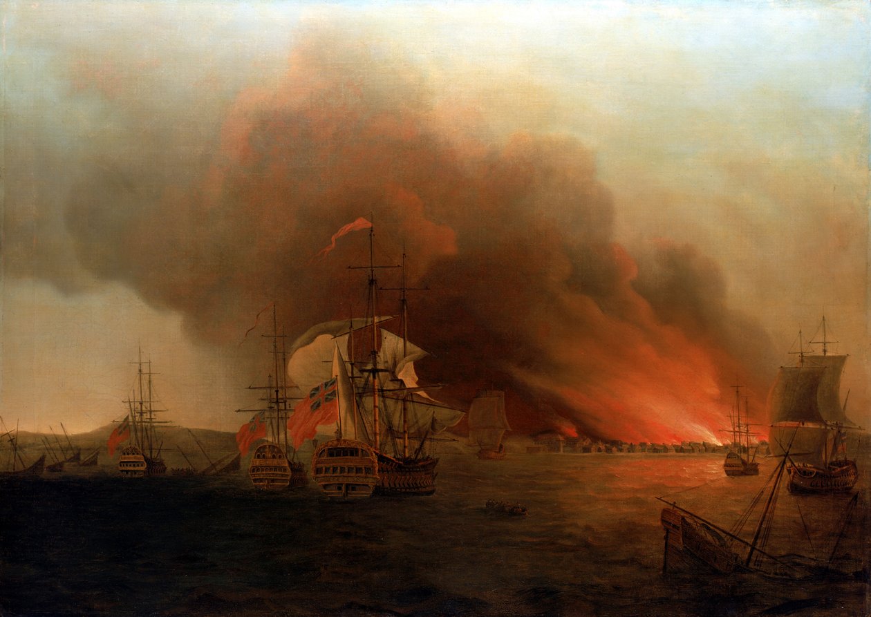 O Incêndio de Payta, novembro de 1741, meados do século XVIII (óleo sobre tela) de Samuel Scott