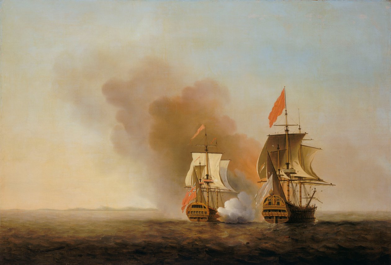 A captura de Nossa Senhora de Cavadonga, c.1743 (óleo sobre tela) de Samuel Scott
