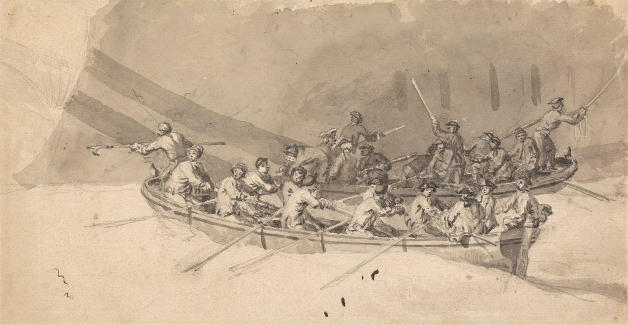 Dois Barcos com Tripulações, Estudo para O Guilherme Real no Mar de Samuel Scott