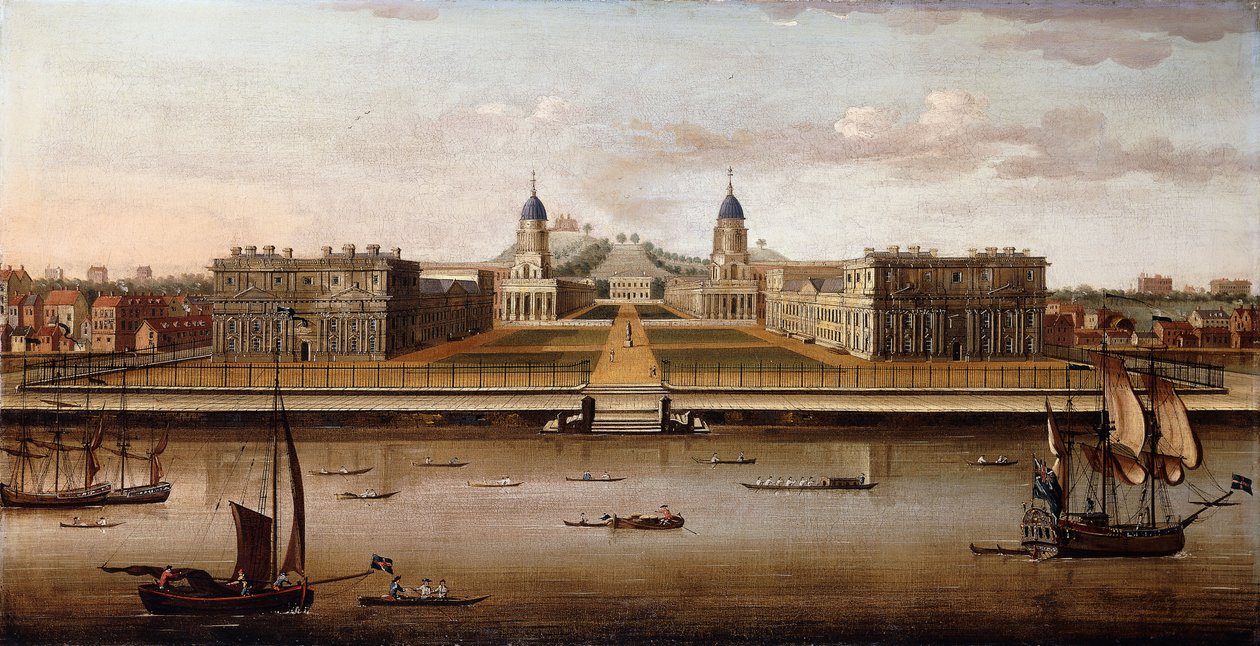 Vista do Royal Hospital, Greenwich, do Tâmisa, de Samuel Scott