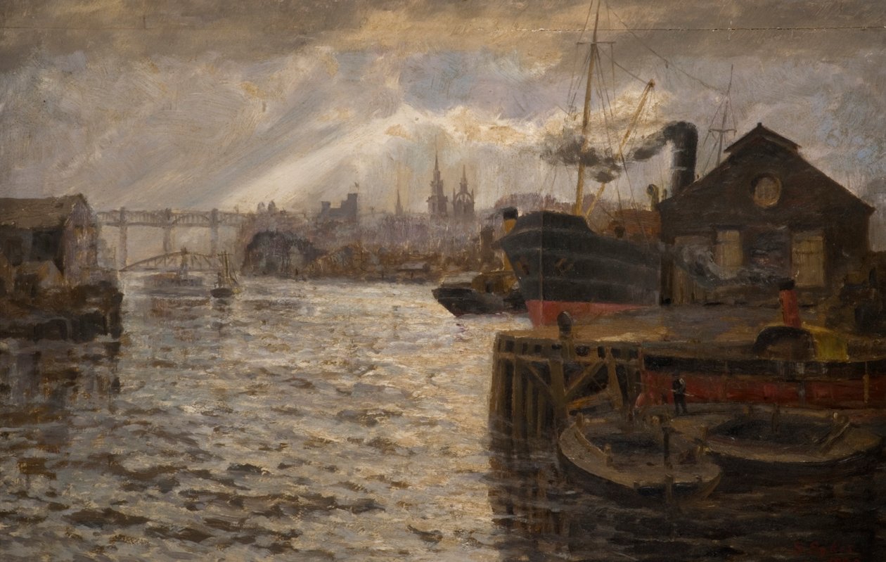 O Tyne com ponte de alto nível, 1920 de Samuel Sykes