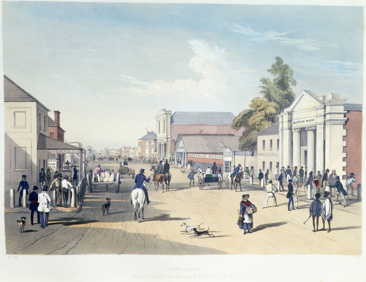 Adelaide, Hindley Street, Plate 41, de &39;South Australia Illustrated&39; por George French Angas de Samuel Thomas Gill