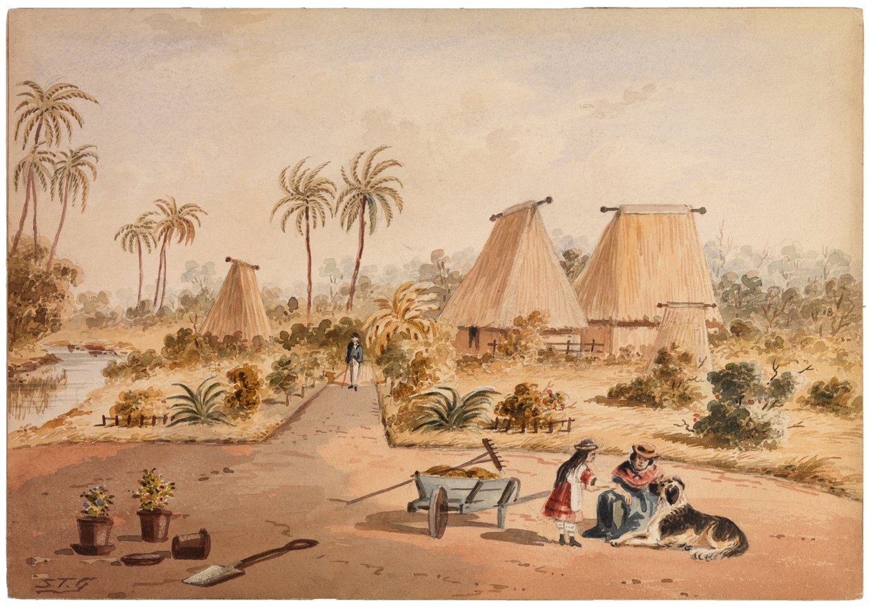A herdade, baía de Savu, Fiji, 1870 de Samuel Thomas Gill