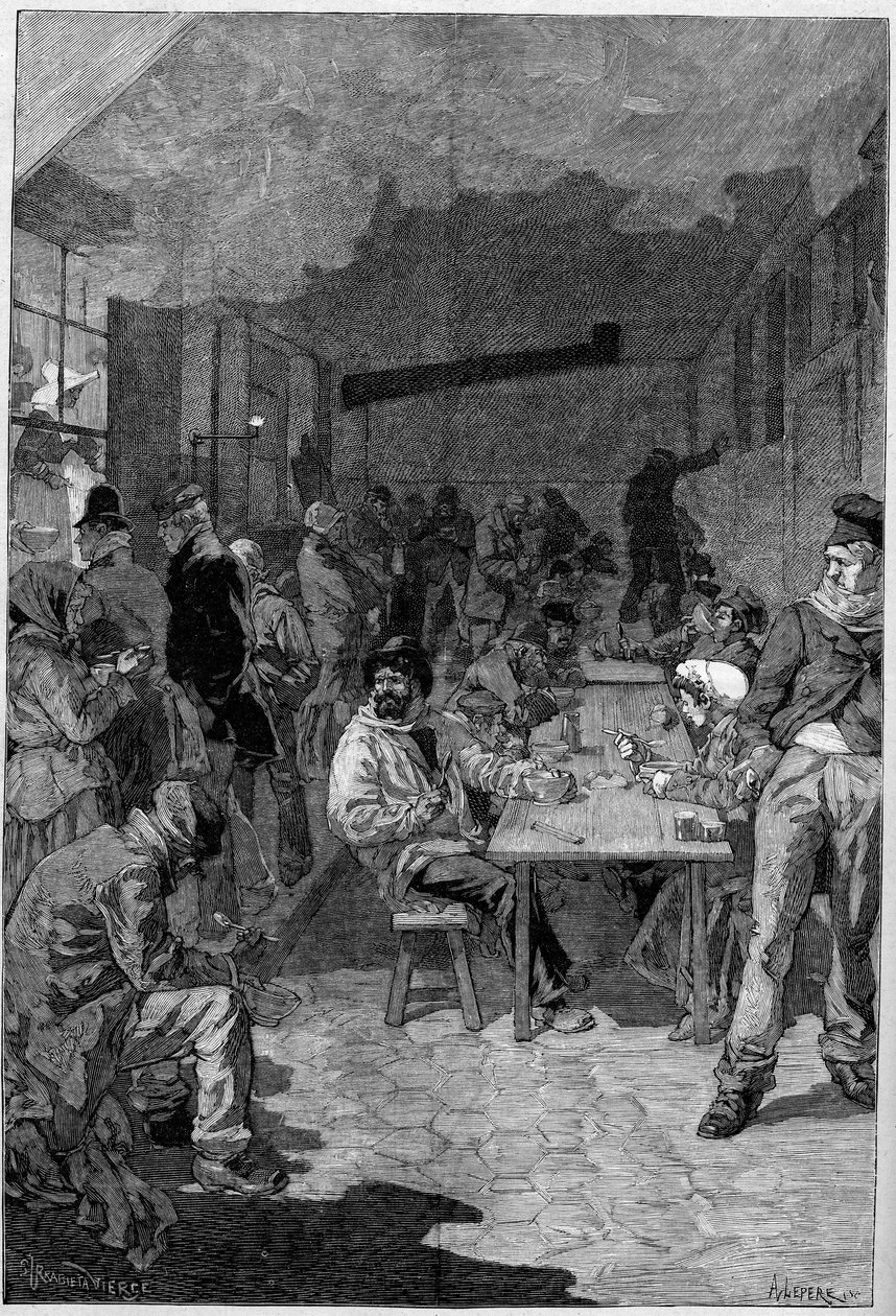 Vista do forno da Société philanthropique de la rue de Sevres, onde os pobres de Paris vêm para uma refeição de Samuel Urrabieta