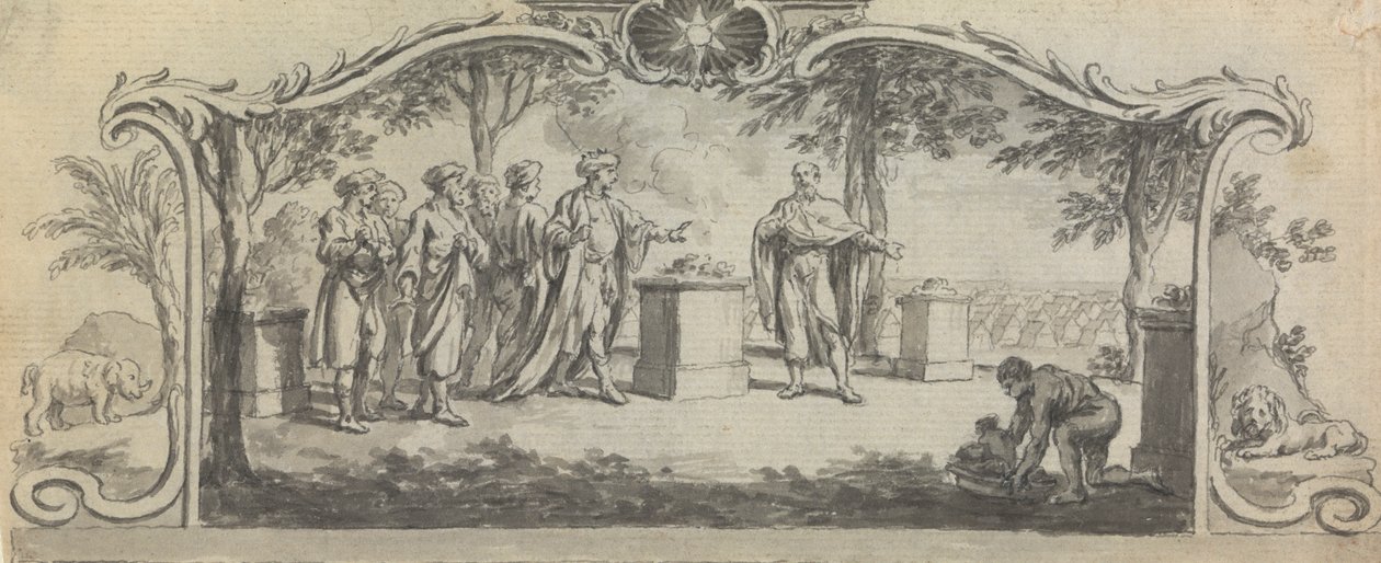 Desenho para uma Ilustração de Livro: ? Um Sacrifício antes de uma Batalha de Samuel Wale