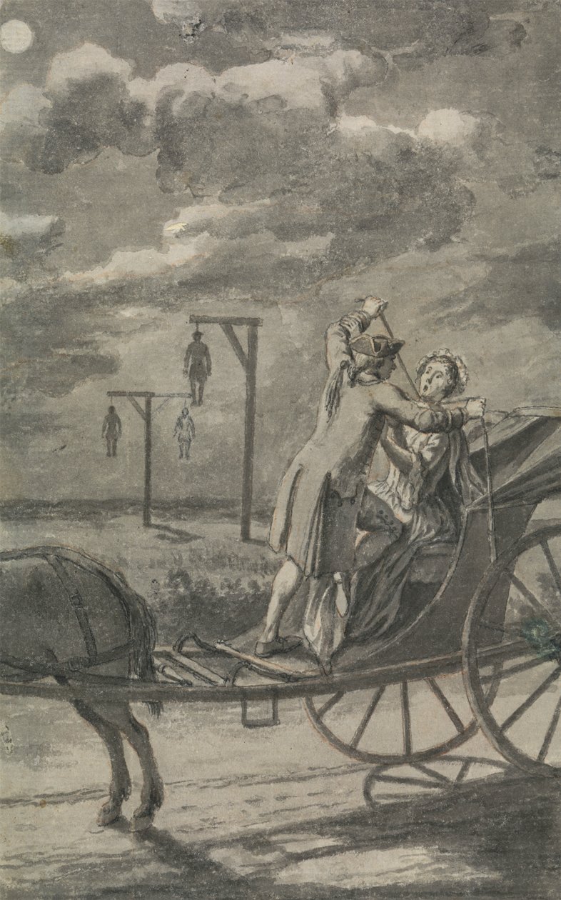 Assassinato no carro (Provavelmente um desenho para The Tyburn Chronicle) de Samuel Wale